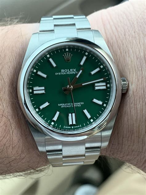 women's rolex with green face|Rolex op 41 green dial.